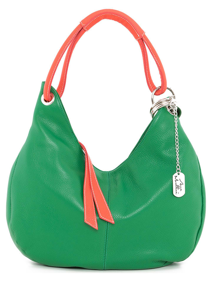 Anna Morellini Skórzana torebka "Alba" w kolorze zielonym - 38 x 34 x 10 cm rozmiar: onesize