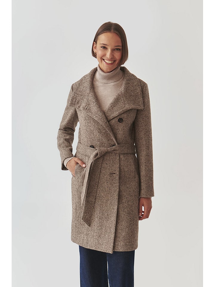 TATUUM Wełniany płaszcz "Darkia" w kolorze jasnobrązowym rozmiar: 38