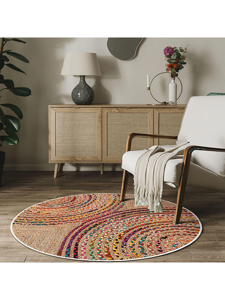 ABERTO DESIGN Dywan w kolorze beżowym ze wzorem rozmiar: 150x150 cm