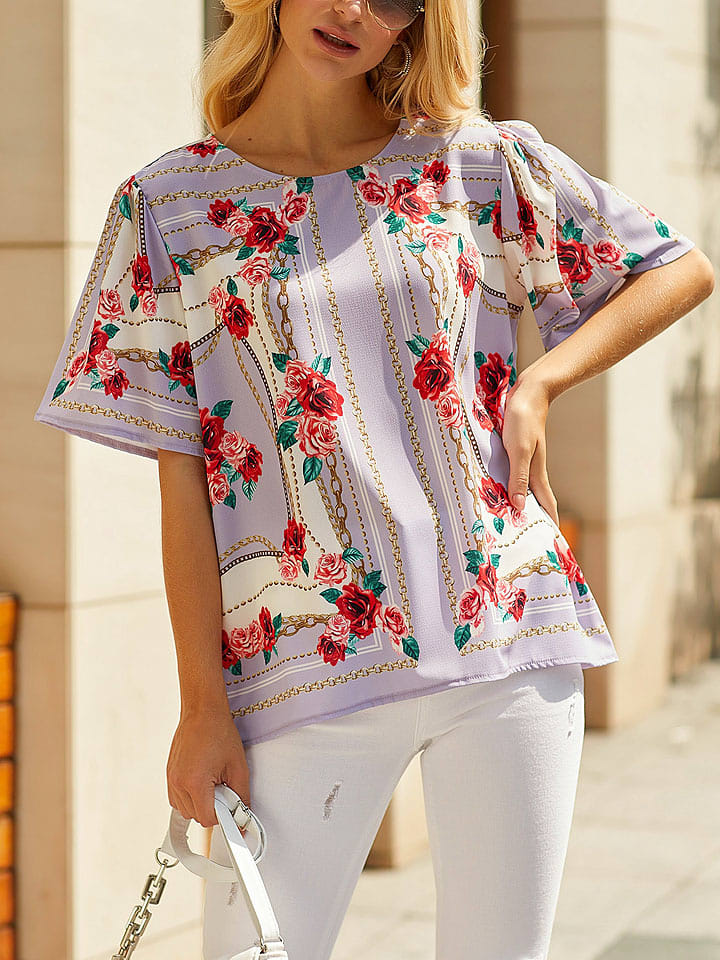 LA Angels Bluzka w kolorze fioletowo-różowo-kremowym rozmiar: S