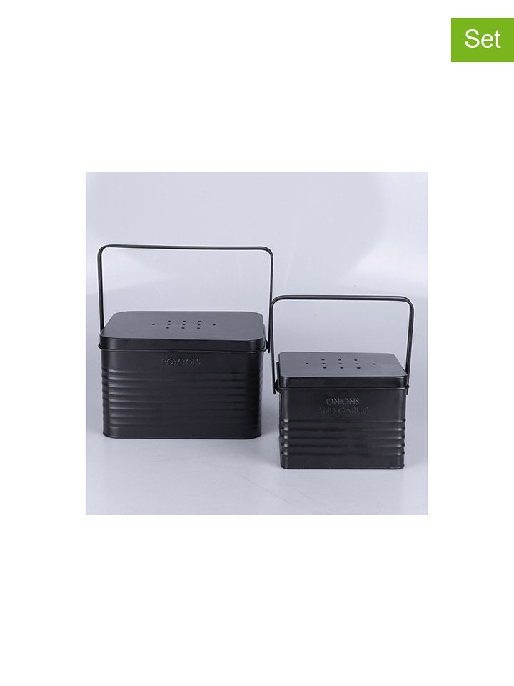 TINTEUNICHE Pojemniki (2 szt.) "Potatoes/ Onion & Garlic" w kolorze czarnym rozmiar: onesize