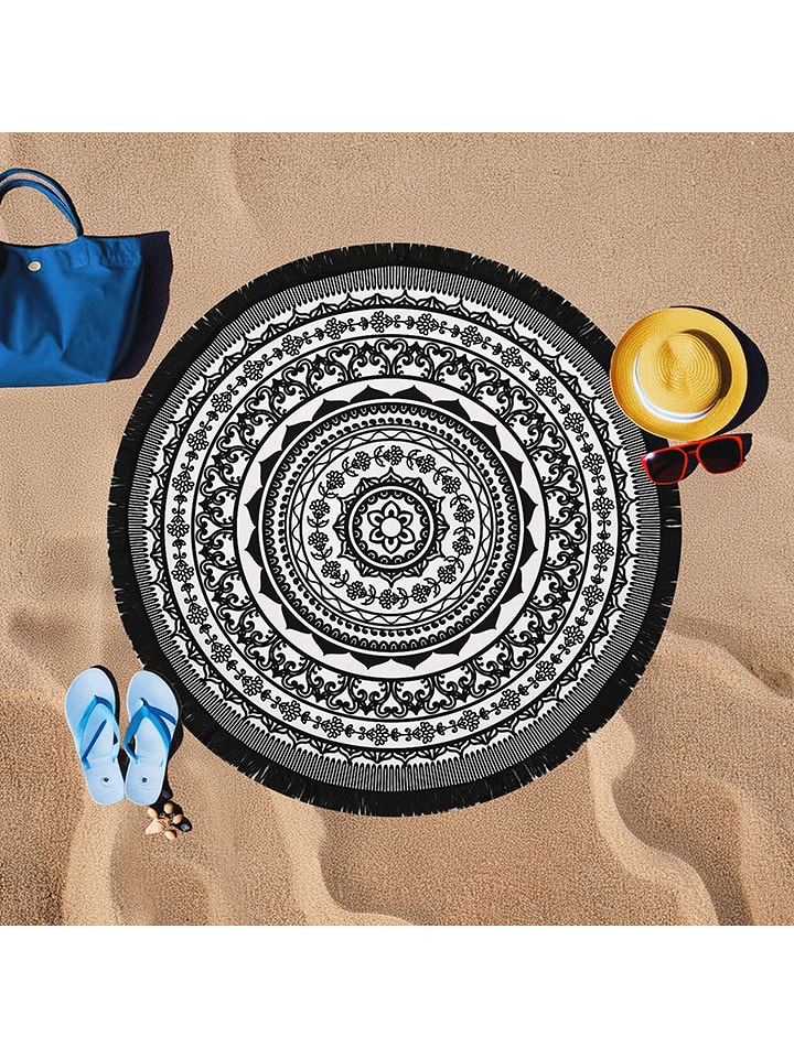 Elizabed Ręcznik plażowy w kolorze czarno-białym rozmiar: 150x150 cm