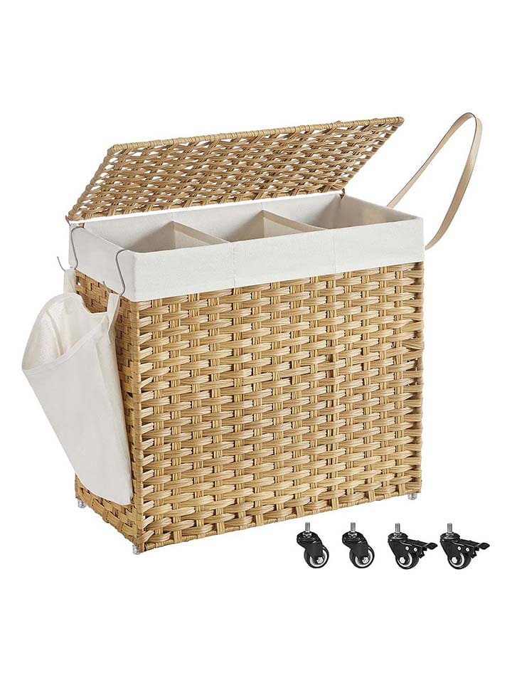 Songmics Kosz w kolorze jasnobrązowo-białym na pranie - 66 x 60 x 33 cm rozmiar: onesize