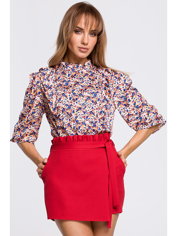 made of emotion Bluzka w kolorze biało-niebiesko-czerwonym rozmiar: S