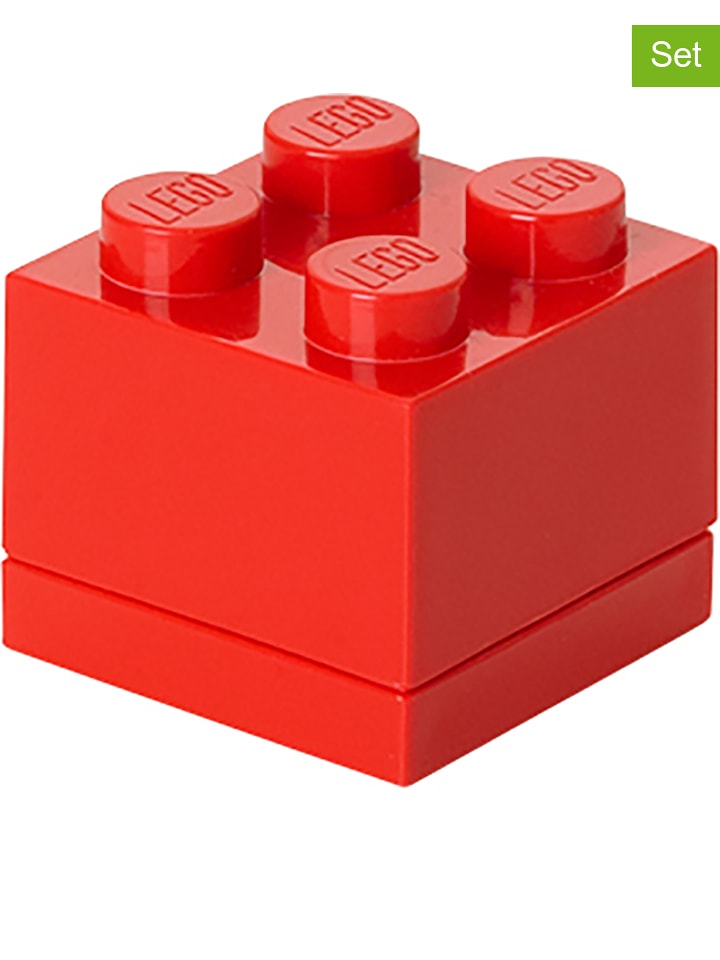 LEGO Pojemniki (3 szt.) "Mini 4" w kolorze czerwonym - 4,6 x 4,3 x 4,6 cm rozmiar: onesize