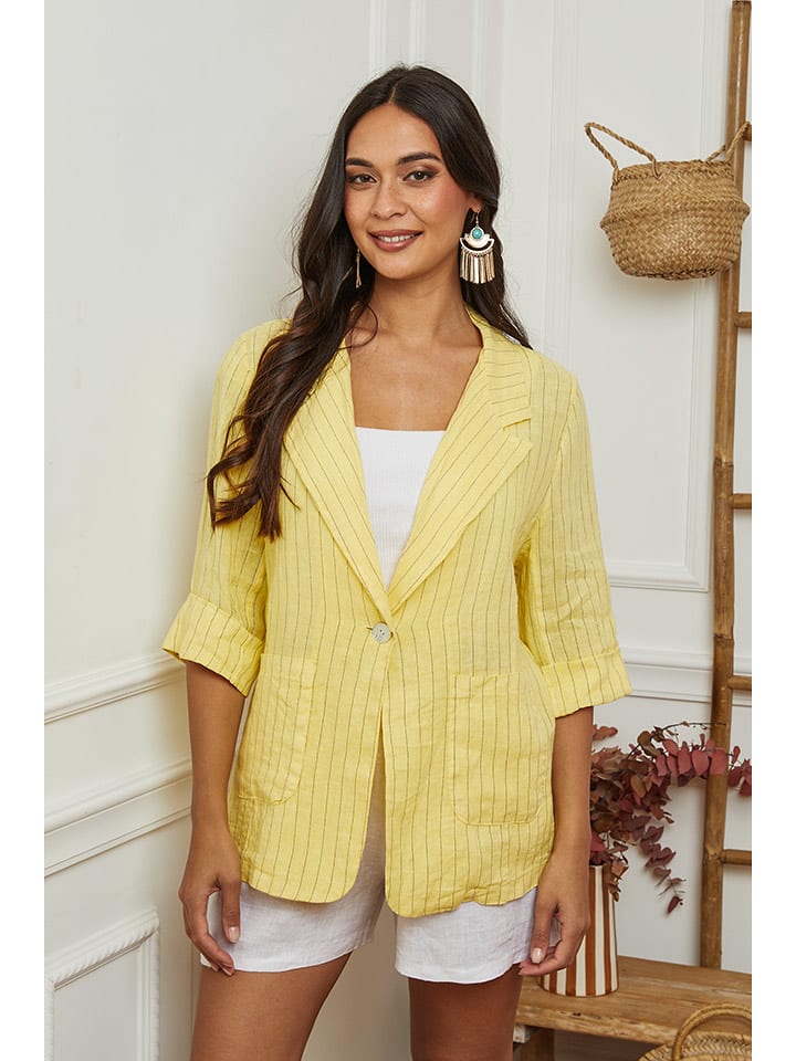 La Compagnie Du Lin Lniany blezer w kolorze żółtym rozmiar: S