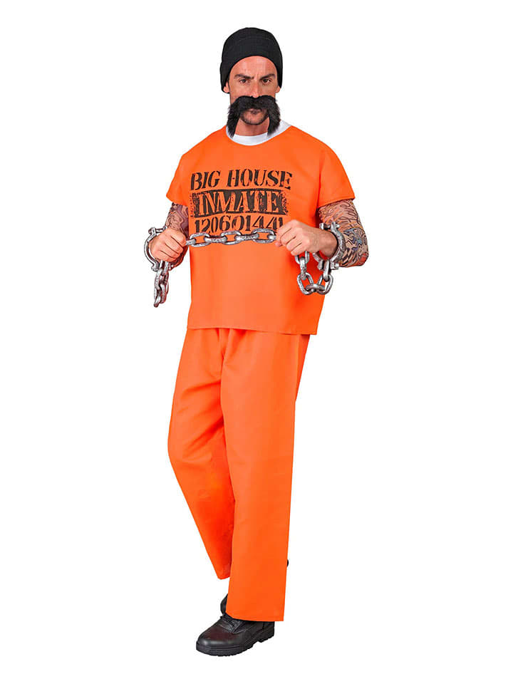 Carnival Party 4-częściowy kostium "Prisoner" w kolorze pomarańczowym rozmiar: L