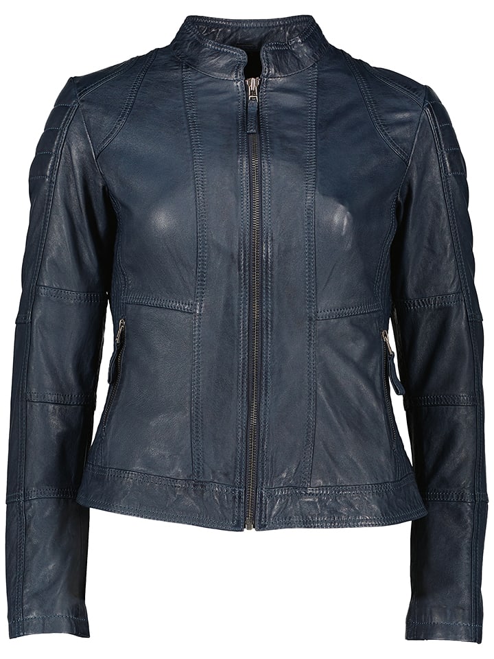 7eleven Skórzana kurtka "Begona" w kolorze granatowym rozmiar: 40