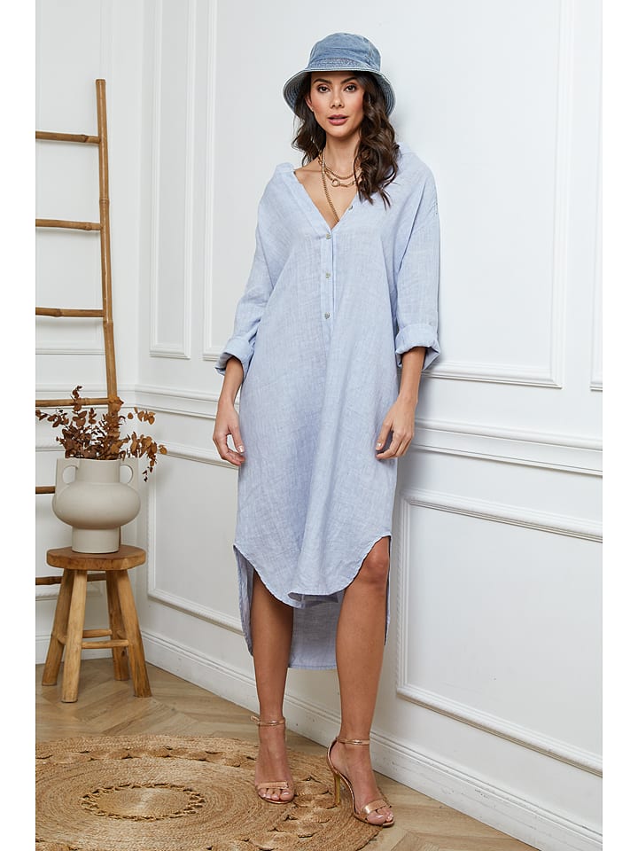 Fleur de Lin Lniana sukienka w kolorze błękitnym rozmiar: M