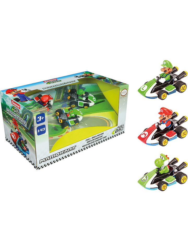 Carrera Samochody (3 szt.) "Pull&Speed Mario Kart(TM)" w kolorze zielono-czerwonym - 3+ rozmiar: onesize