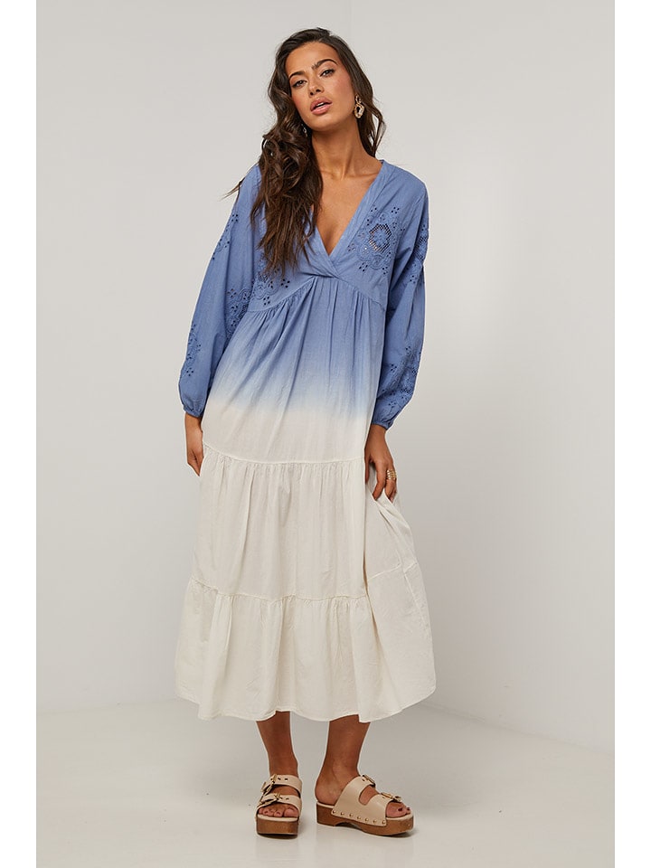 Le Monde du Lin Sukienka w kolorze niebiesko-białym rozmiar: 36/38