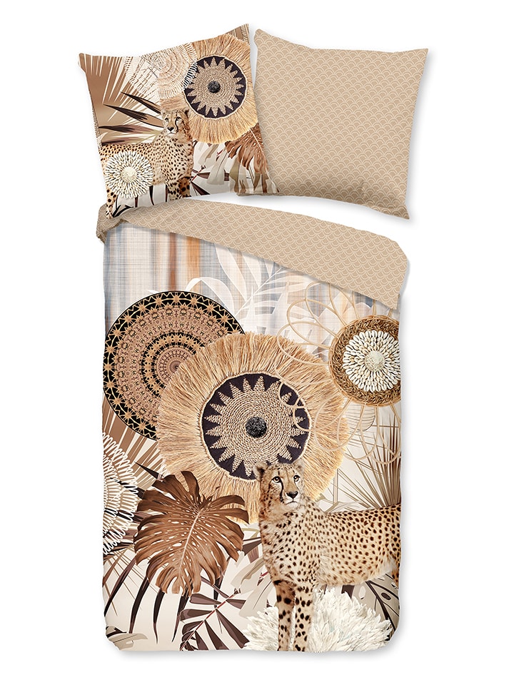 Hip Komplet pościeli satynowej "Raeni" w kolorze szarobrązowym rozmiar: 240x200/220 cm