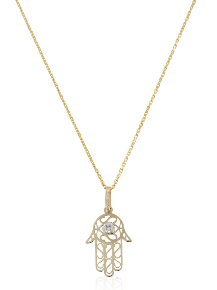 OR ÉCLAT Złota zawieszka "Main de Fatma" z cyrkoniami rozmiar: onesize