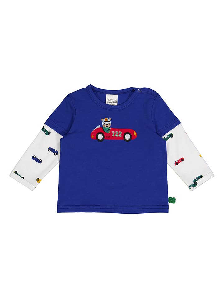 Fred´s World by GREEN COTTON Koszulka "Motor layer" w kolorze niebiesko-białym rozmiar: 80