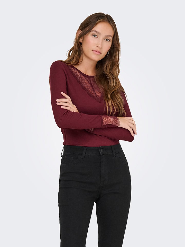 JDY Koszulka w kolorze bordowym rozmiar: M