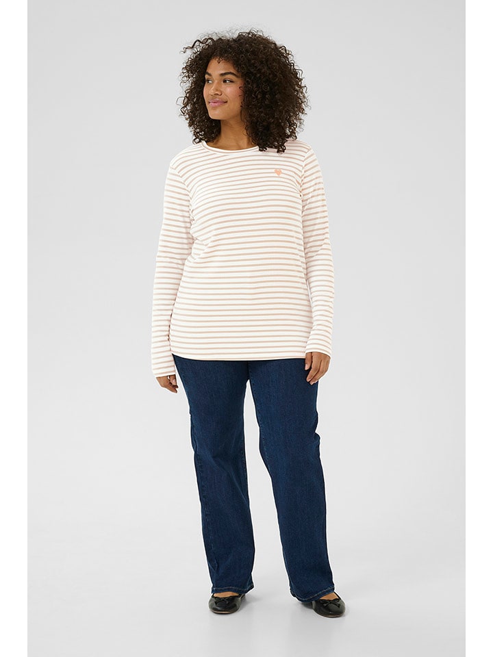 Kaffe Koszulka w kolorze biało-jasnoróżowym rozmiar: M