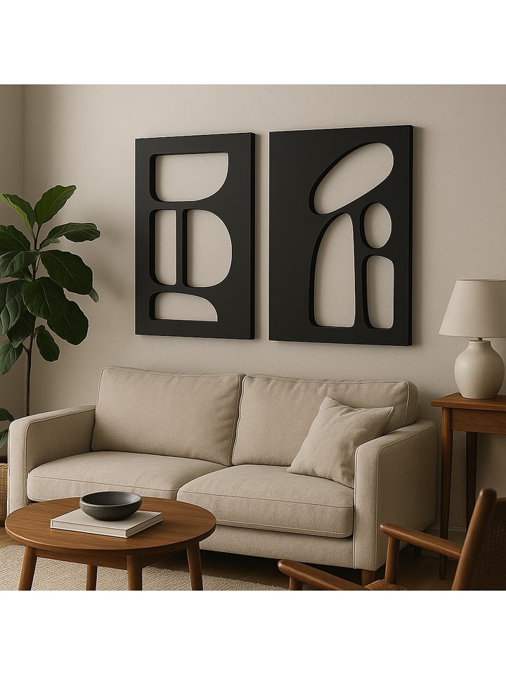 Wallity Dekoracje ścienne (2 szt.) w kolorze czarnym rozmiar: 50x70 cm