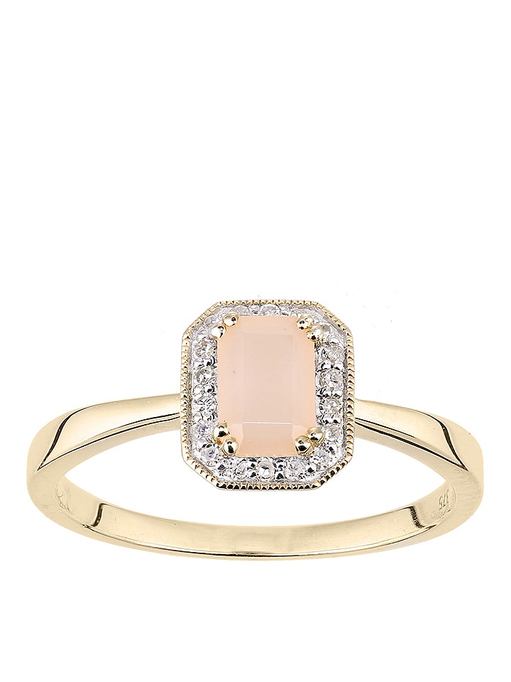 Revoni Złoty pierścionek z diamentami i opalem rozmiar: 50