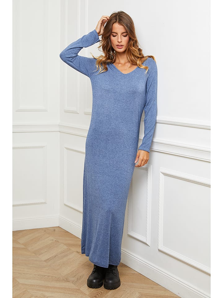 So Cachemire Sukienka dzianinowa "Abalone" w kolorze niebieskim rozmiar: L