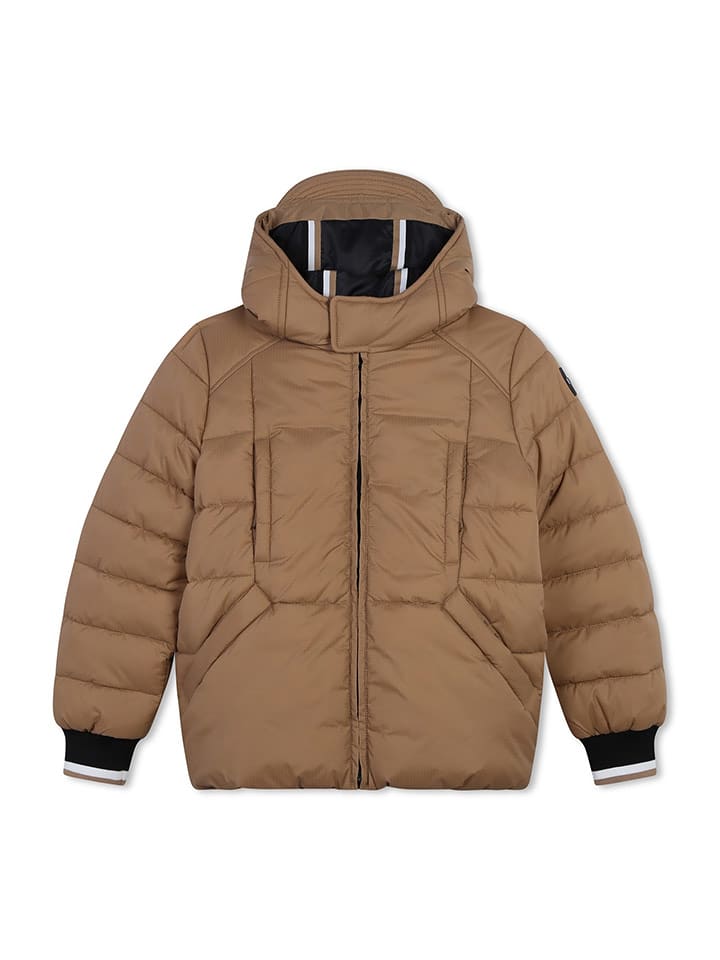 Hugo Boss Kids Kurtka pikowana w kolorze jasnobrązowym rozmiar: 128