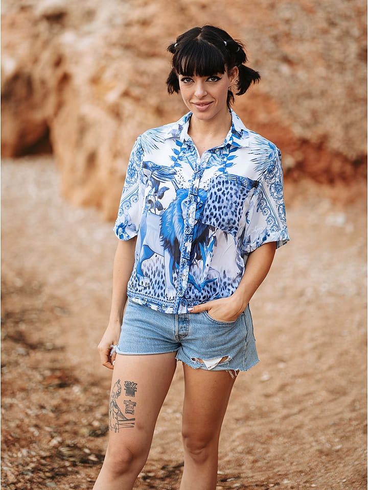 Isla Bonita by SIGRIS Koszula w kolorze biało-niebieskim rozmiar: XL