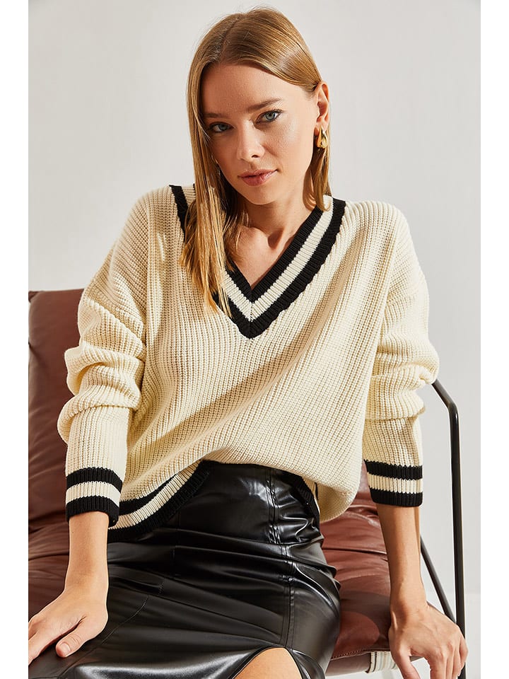 Bianco Lucci Sweter w kolorze beżowym rozmiar: onesize