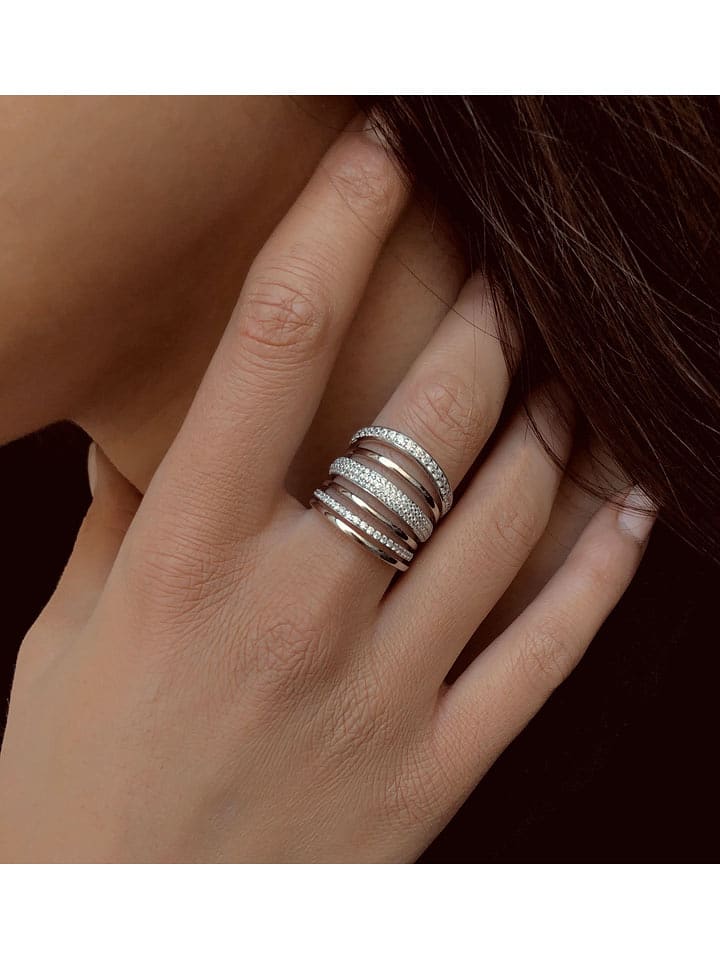 Eclat d'Argent Srebrny pierścionek z cyrkoniami rozmiar: 56