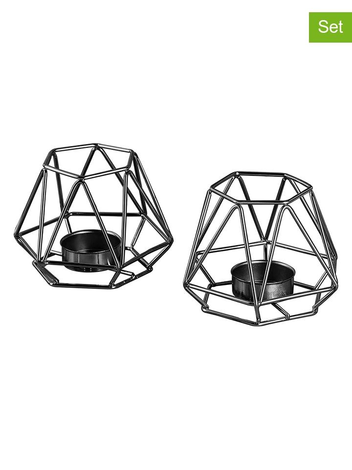 Echtwerk Świeczniki (2 szt.) "Diamond" w kolorze czarnym - wys. 8,3 x Ø 8 cm rozmiar: onesize