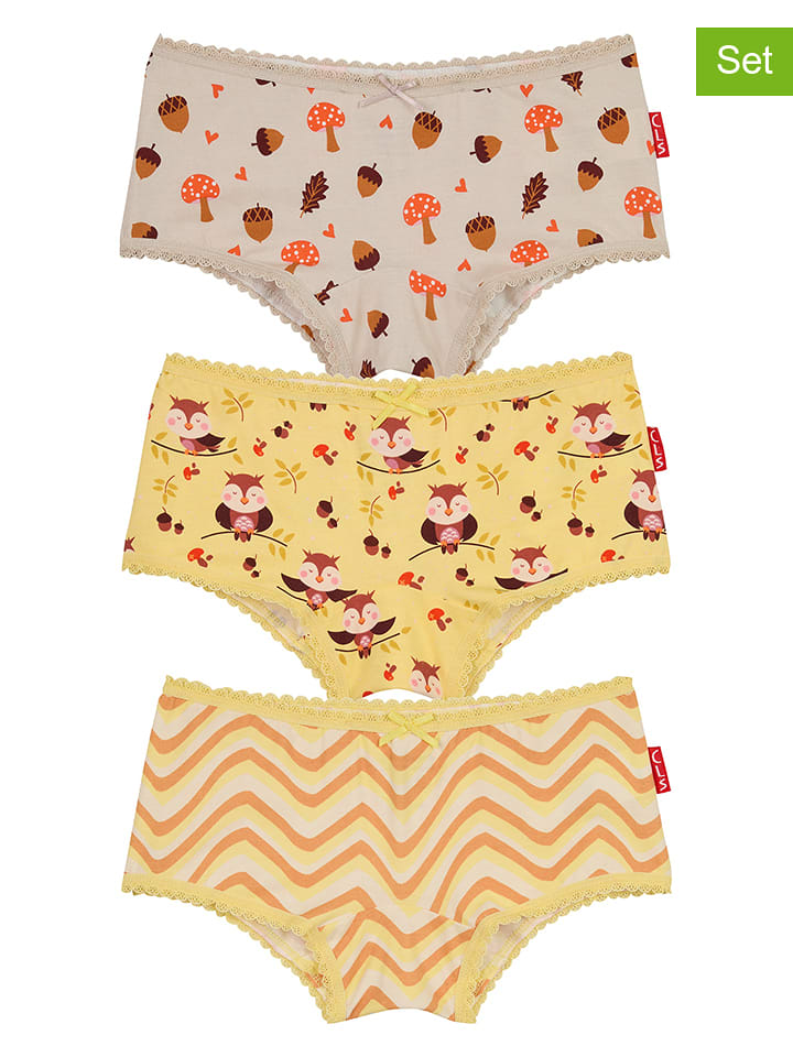 Claesens Pełne majtki (3 pary) w kolorze beżowo-żółtym ze wzorem rozmiar: 128