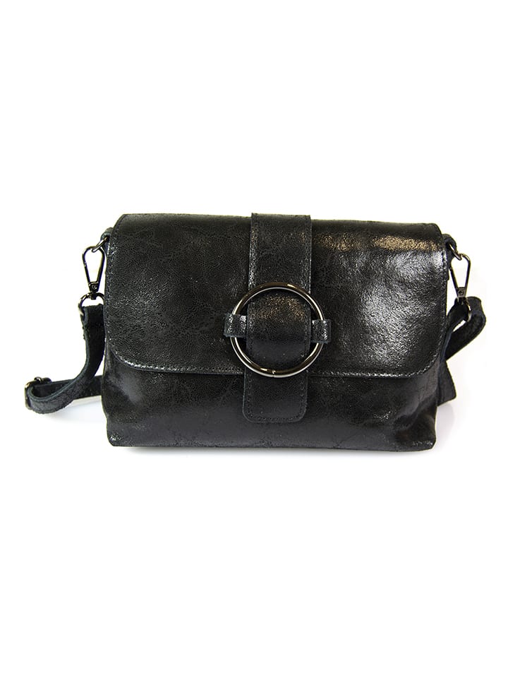 Mila Blu Skórzana torebka "Ginestra" w kolorze czarnym - 21 x 16 x 7 cm rozmiar: onesize