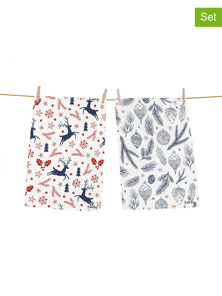 Butter Kings Ściereczki (2 szt.) "Christmas symbols" ze wzorem o naczyń - 70 x 50 cm rozmiar: onesize