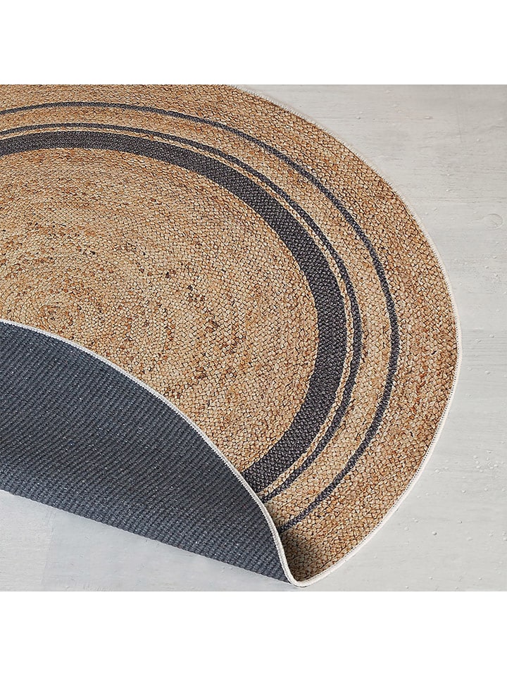 ABERTO DESIGN Dywan w kolorze beżowo-granatowym rozmiar: 110x110 cm