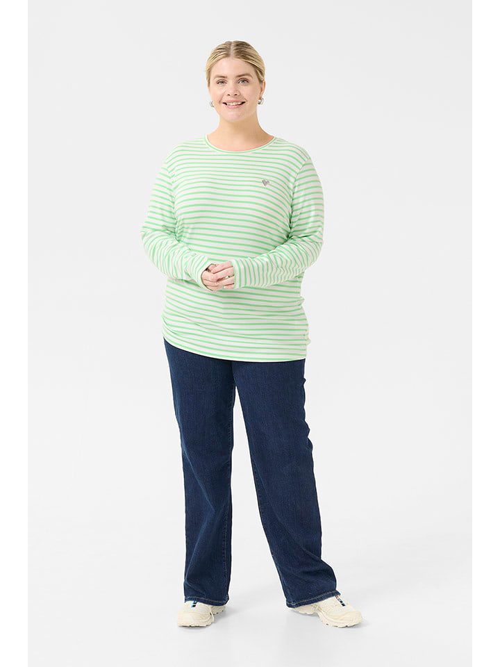 KAFFE curve Koszulka w kolorze biało-jasnozielonym rozmiar: XL