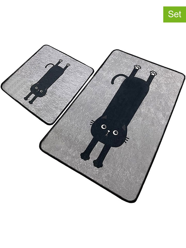 Elizabed Dywaniki łazienkowe (2 szt.) w kolorze szaro-czarnym rozmiar: onesize