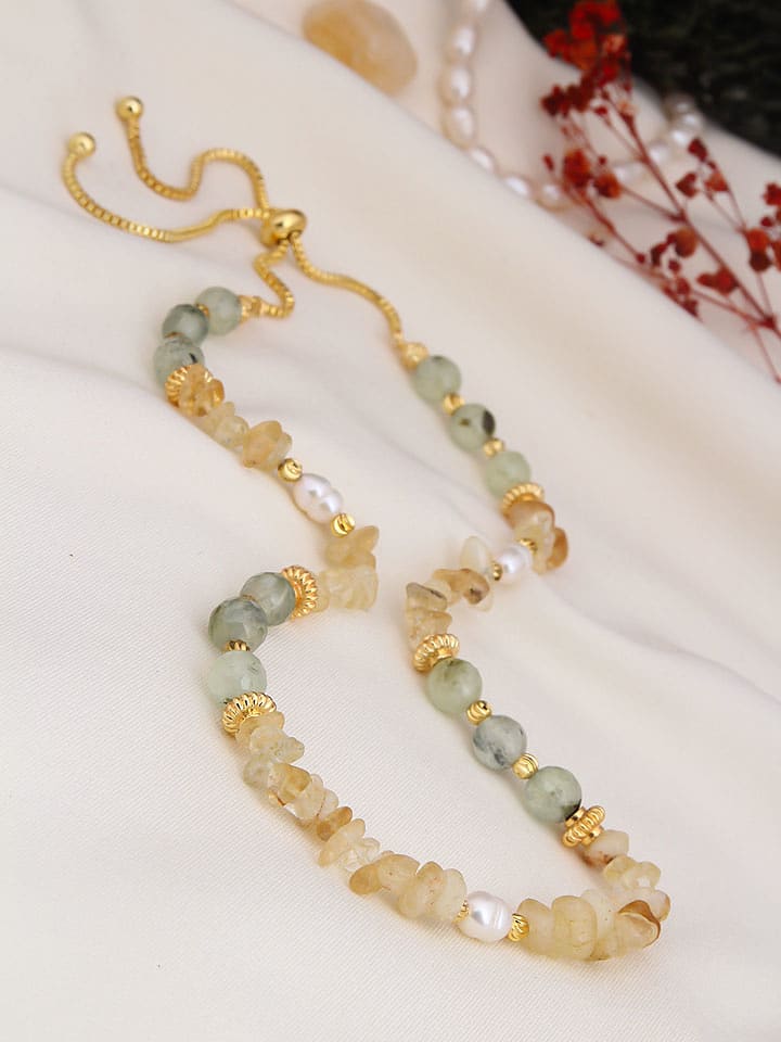 Pierres de Jade Pozłacany naszyjnik z elementami ozdobnymi - dł. 70 cm rozmiar: onesize