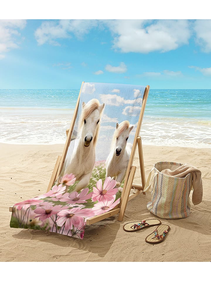 Good Morning Ręcznik plażowy "Philou" w kolorze błękitno-jasnoróżowym rozmiar: 75x150 cm