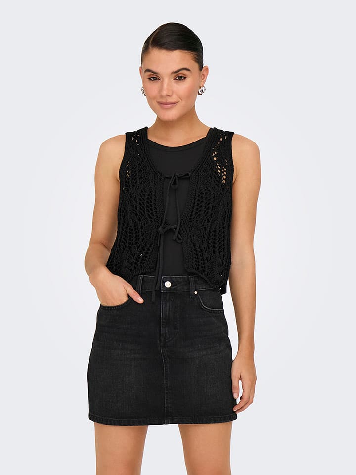 ONLY Kamizelka dzianinowa w kolorze czarnym rozmiar: M