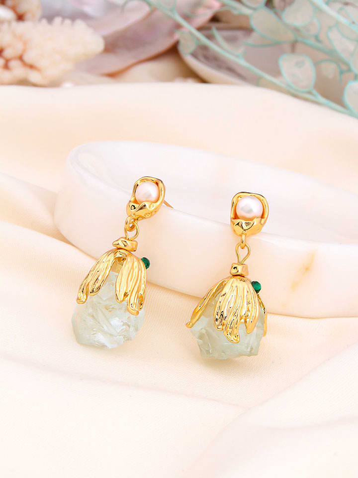 L'Atelier de Gaia Pozłacane kolczyki-wkrętki z perłami i cyrkoniami rozmiar: onesize