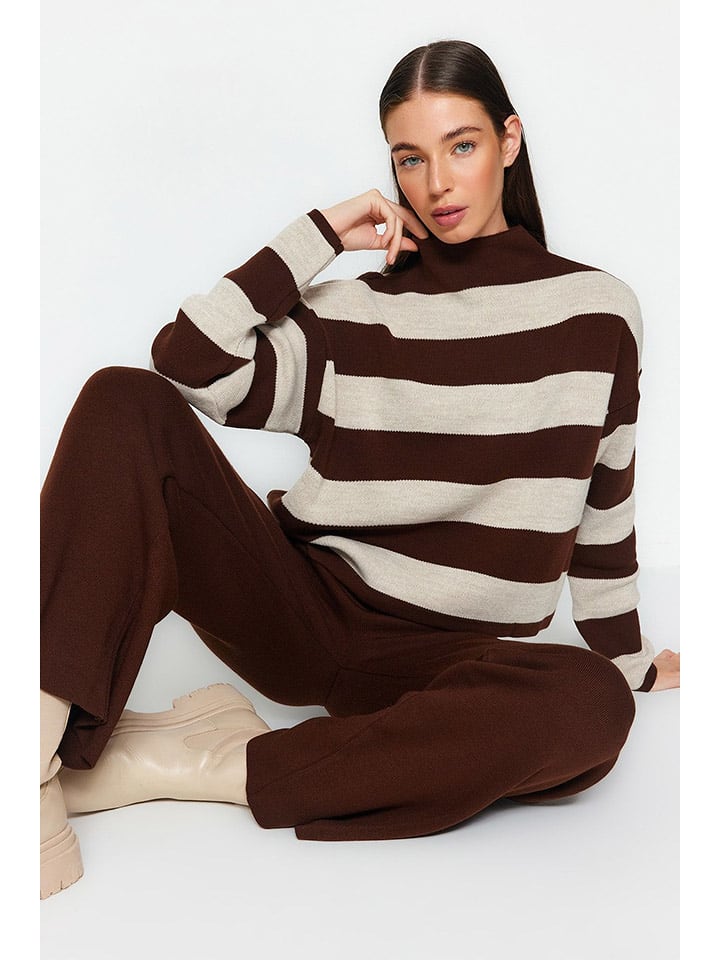 trendyol 2-częściowy zestaw w kolorze brązowo-beżowym rozmiar: L