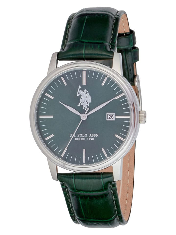 U.S. Polo Assn. Zegarek kwarcowy w kolorze srebrno-ciemnozielonym rozmiar: onesize