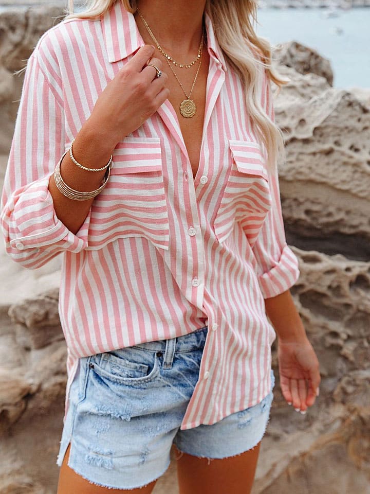 LA Angels Bluzka w kolorze jasnoróżowo-białym rozmiar: L