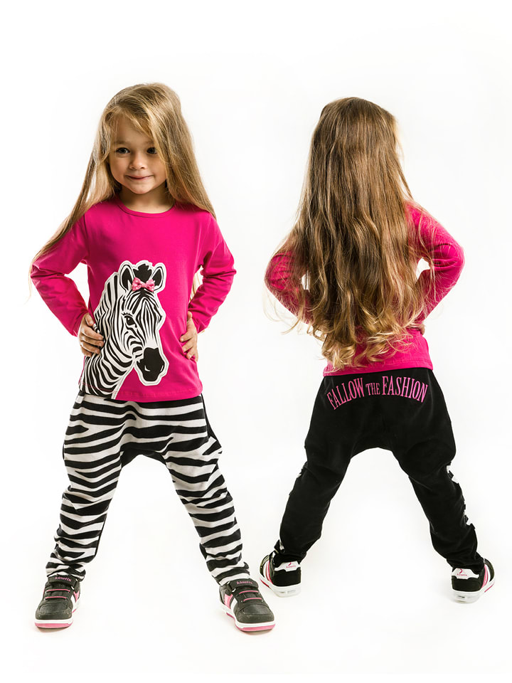 Denokids 2-częściowy zestaw "Zebra Fashion" w kolorze czarno-różowym rozmiar: 116