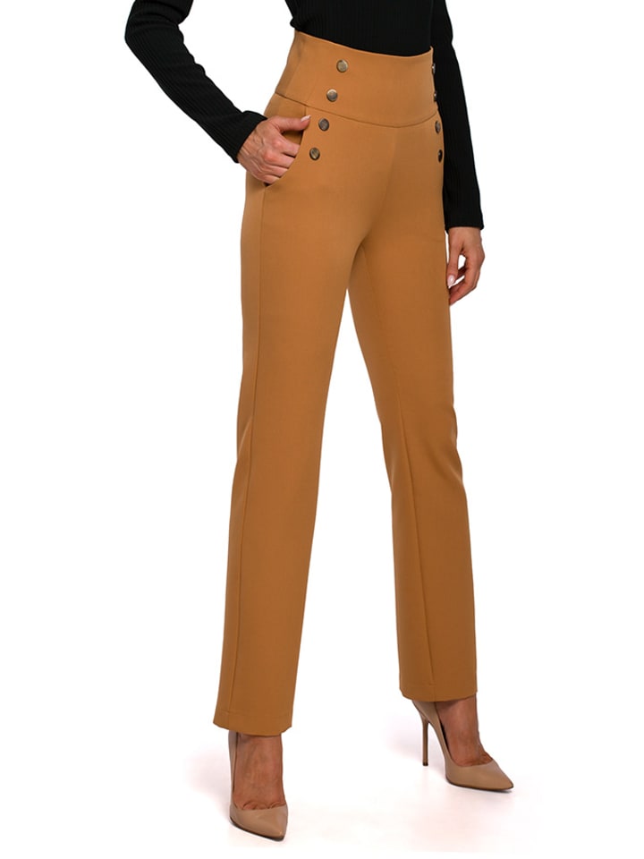 made of emotion Spodnie w kolorze jasnobrązowym rozmiar: XXL