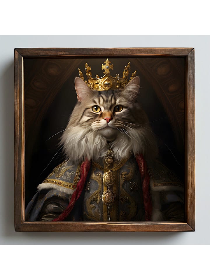 HanahHome Druk artystyczny w kolorze brązowym w ramce - 50 x 50 cm rozmiar: onesize