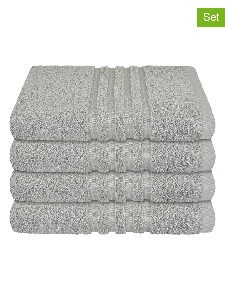 Schiesser Ręczniki (4 szt.) "Milano" w kolorze jasnoszarym do rąk rozmiar: 50x100 cm