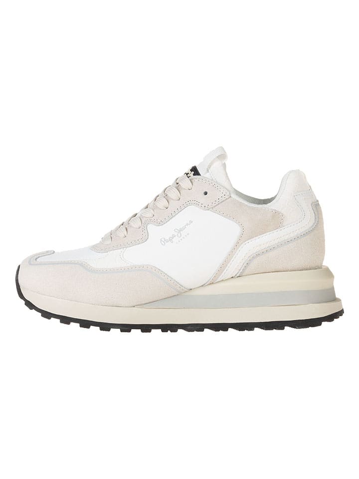 Pepe Jeans FOOTWEAR Skórzane sneakersy w kolorze beżowo-białym na koturnie rozmiar: 39