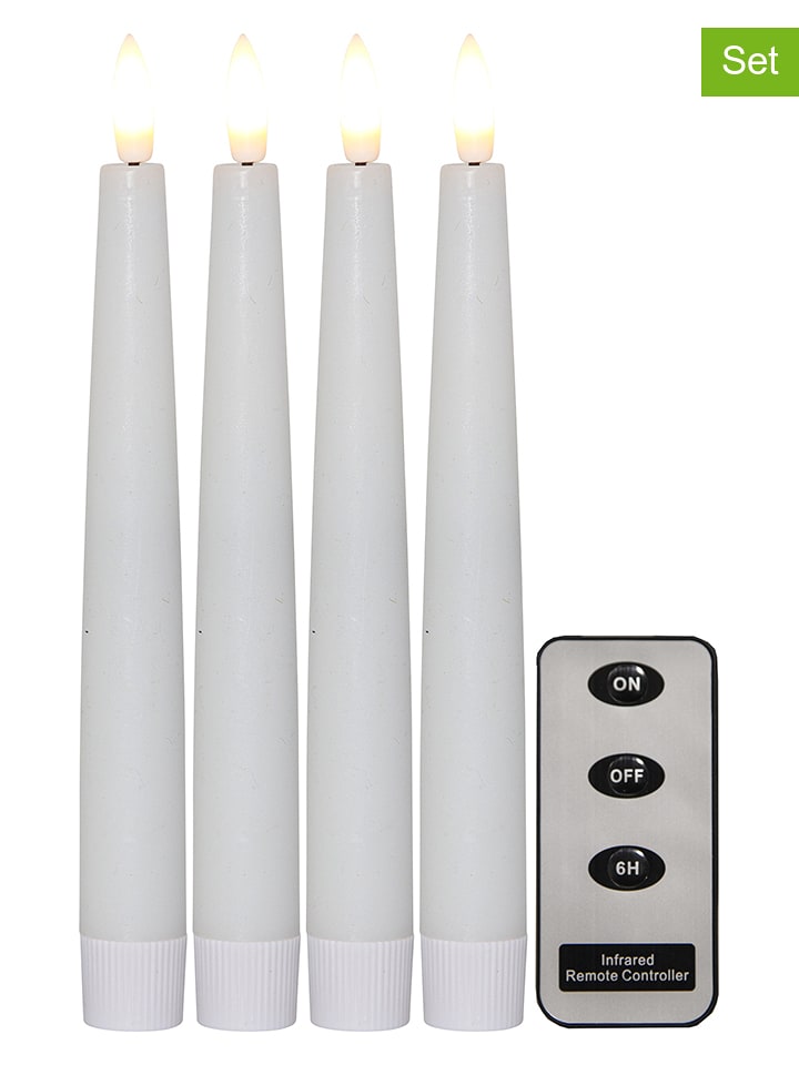 STAR Trading Świece LED (4 szt.) w kolorze białym - wys. 20 cm rozmiar: onesize