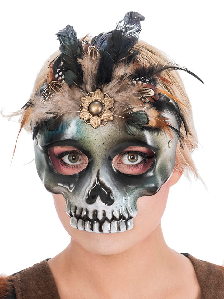 CHAKS Maska "Skull Mask" w kolorze czarno-oliwkowym rozmiar: onesize