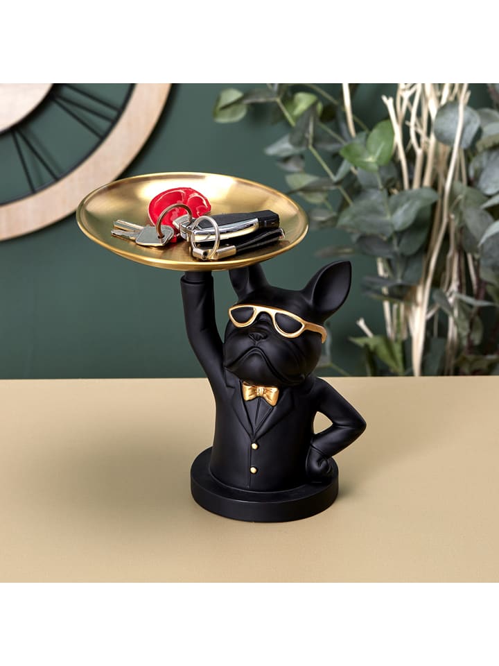 Rétro Chic Dekoracja "Bulldog" w kolorze złoto-czarnym - 21,5 x 21 x 20,5 cm rozmiar: onesize