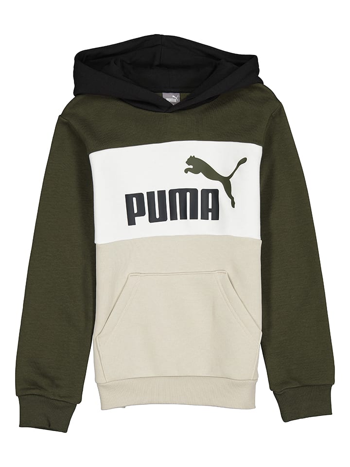 Puma Bluza "ESS" w kolorze oliwkowo-beżowo-białym rozmiar: 116